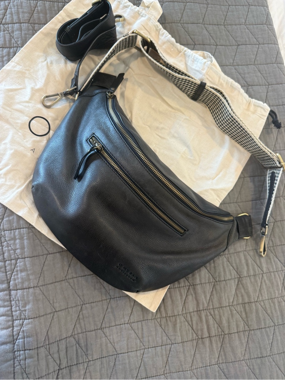 O My Bag Amsterdam Large Black Leather Crossbody Bum Bag